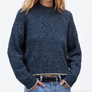 Madewell Eyelash-Yarn Crewneck Sweater - Denim Marl - Small